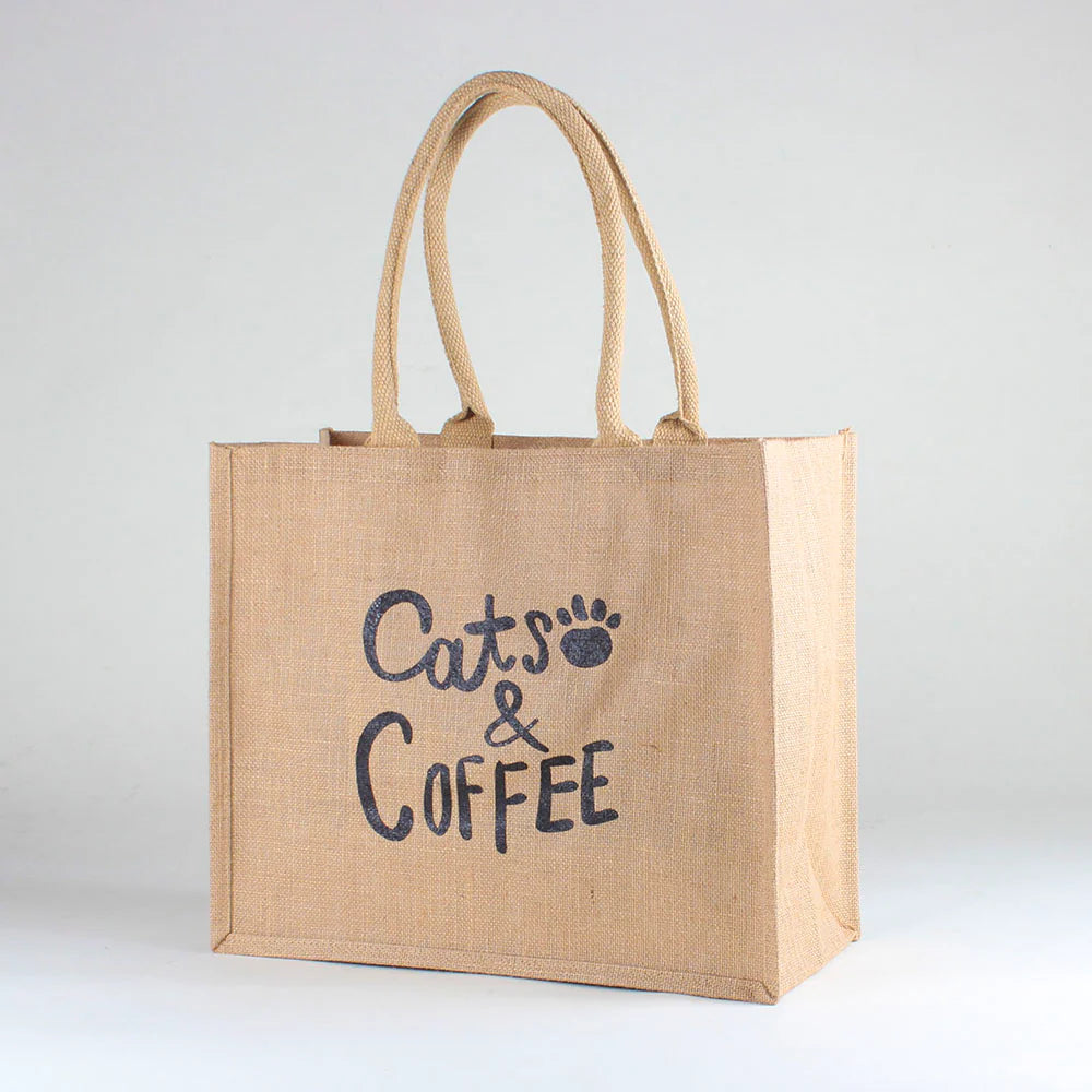 Jute Market Cats & Coffee Bag