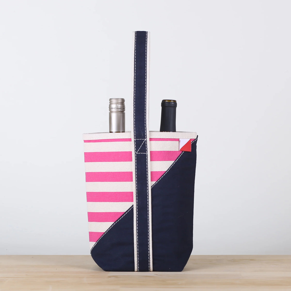Contemporary Striped Double Wine Tote