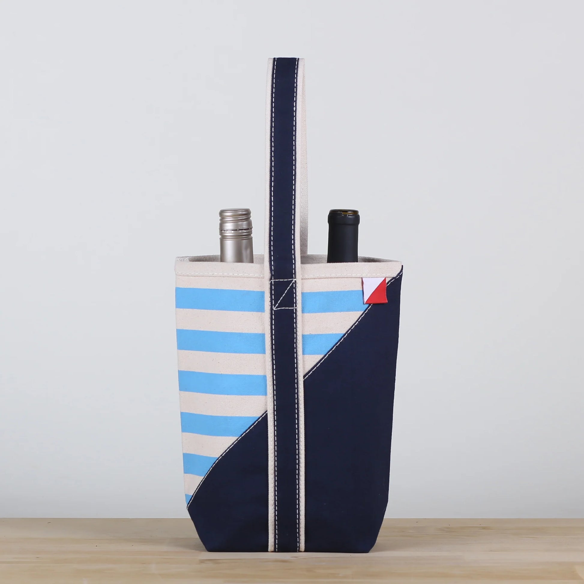 Contemporary Striped Double Wine Tote