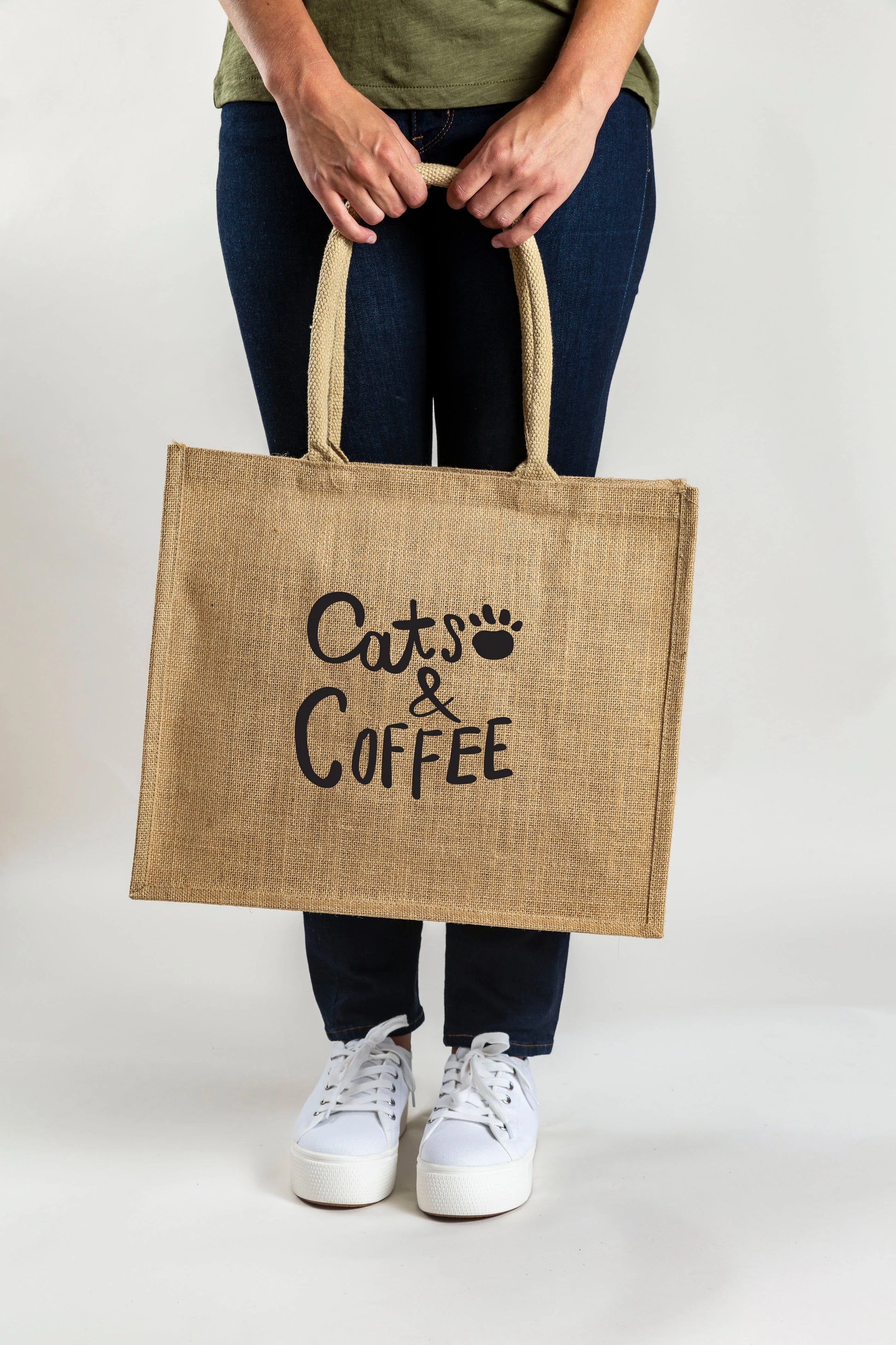 Jute Market Cats & Coffee Bag