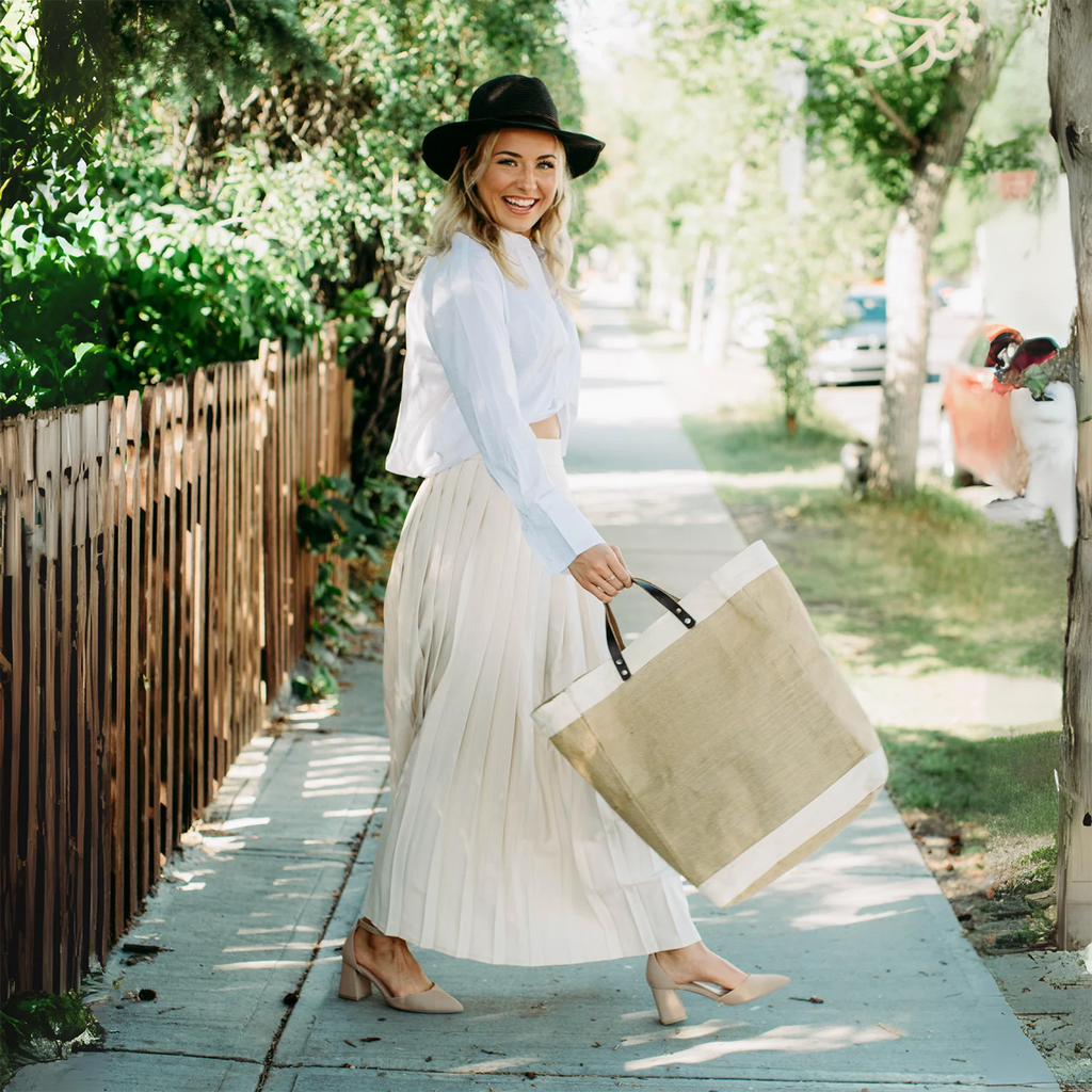Bazaar Jute and Leather Tote Bag