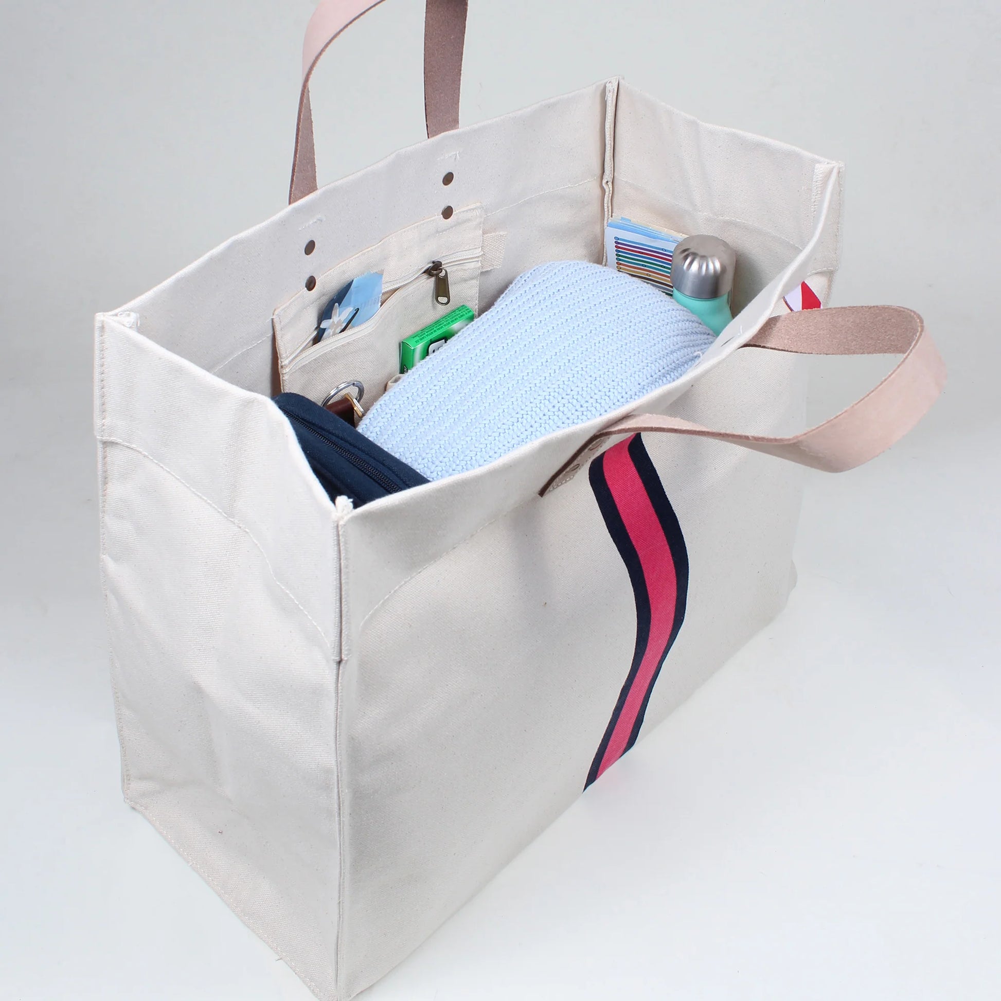 Striped Box Tote Bag